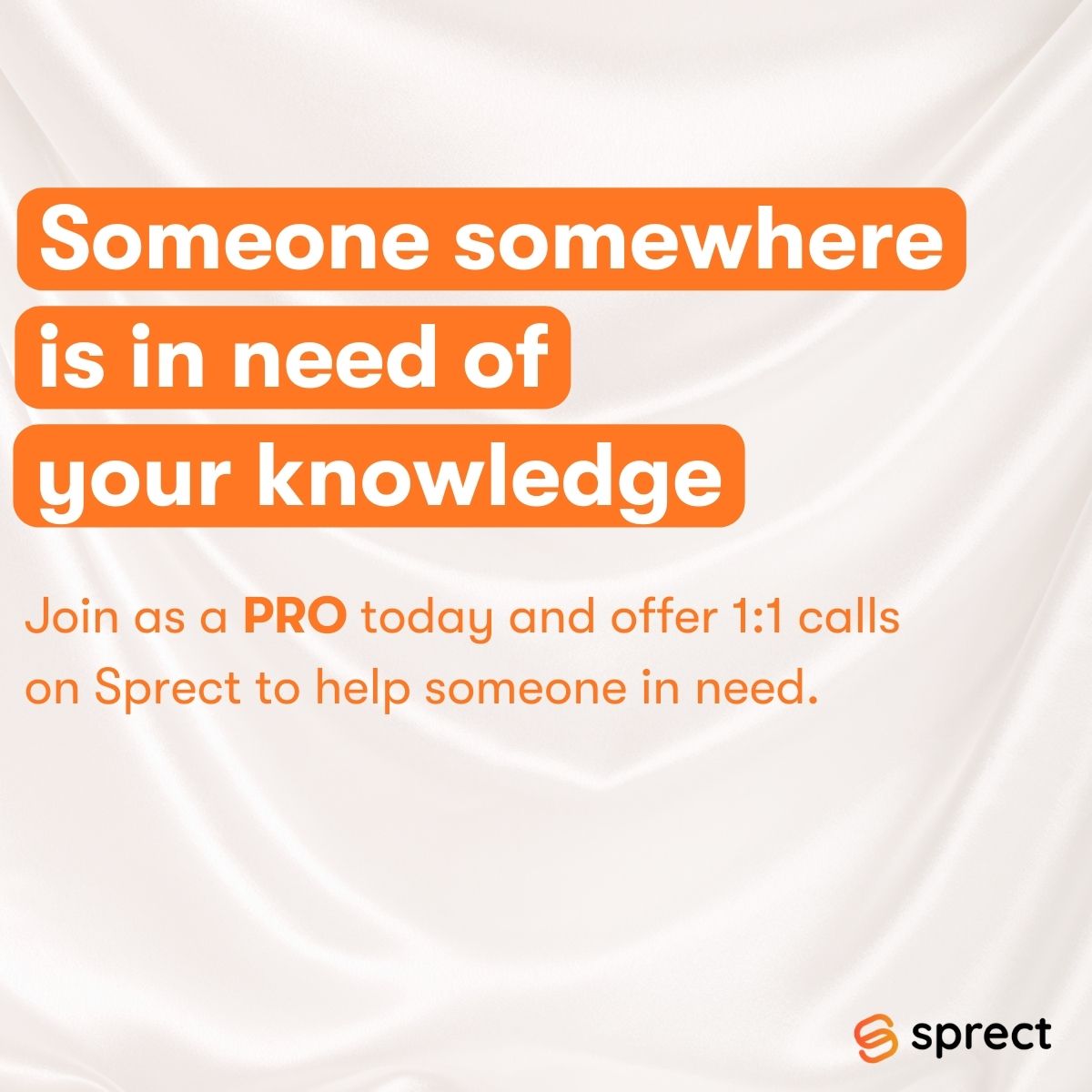sprectdotcom's tweet photo. You have the knowledge, they have the questions.
Join as a PRO on Sprect for free and make a difference by sharing your expertise with someone in need.
No risk, no commitment – give time as per your availability.
#knowledge #monetize #becomeaPRO https://t.co/r3N8EGLr3R