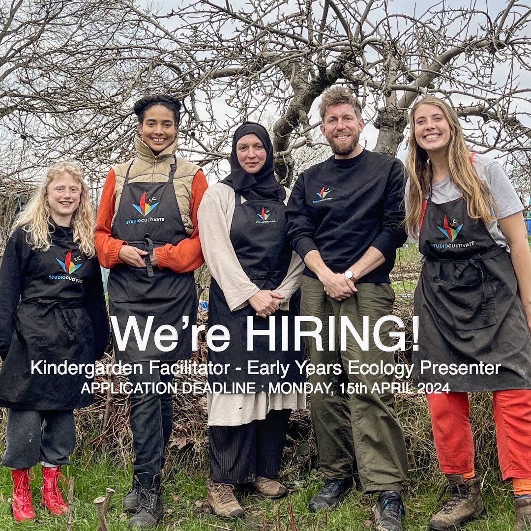 Studio Cultivate is GROWING 🌱 We’re hiring 👀 a new #Kindergarden Facilitator to join our fab team! If love the natural world &amp; excited to inspire the next generation of mini naturalists, apply via link in our bio!

#londonjobs #ecojobs #jobsinnature #workoutdoors #greenjobs