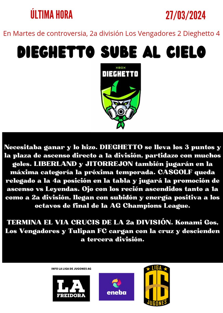 Dieghetto de primera en #eFootball2024 🎮 Xbox. La Liga  @LigaefootballAG sigue y la Semana Santa con varios pecadores , también. En Miércoles Santo , Judas Becariote vende al GUIA de la AG a FC24 a cambio de 30 monedas de Efootball  <a href="/adrianruizfz/">Adrián Ruiz</a>
<a href="/rodrigoarana100/">Rodrigo</a> <a href="/jitotorrejon/">Juanjo</a>