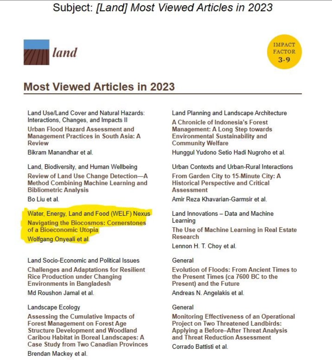 MSchlaile's tweet photo. Happy and proud for @Biocosmonaut that our article, which was developed on the basis of his Masters Thesis, has received so much attention and is among the most viewed articles in @Land_MDPI in 2023! #bioeconomy #bioeconomics #ecologicaleconomics #ecology #complexity #utopia https://t.co/cIxIrCUNma
