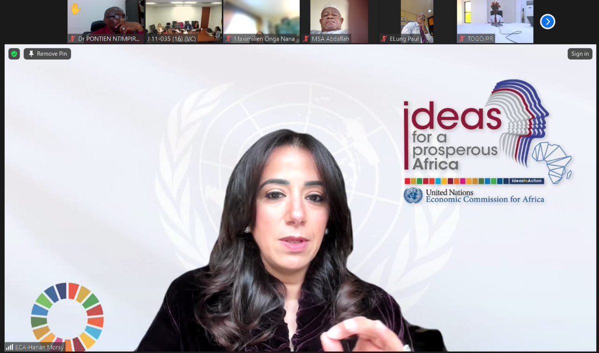 .@HananMorsy14 (Sec. exéc. adjointe, CEA) s’est exprimée au webinaire de @WorldBank pr #CEoG sur la réforme de #GlobalFinancialArchitecture. Discussions très engageantes avec les économistes en chef sur la mobilisatº des ress. pr le dév. & l'engagemt ds des processus de réformes.