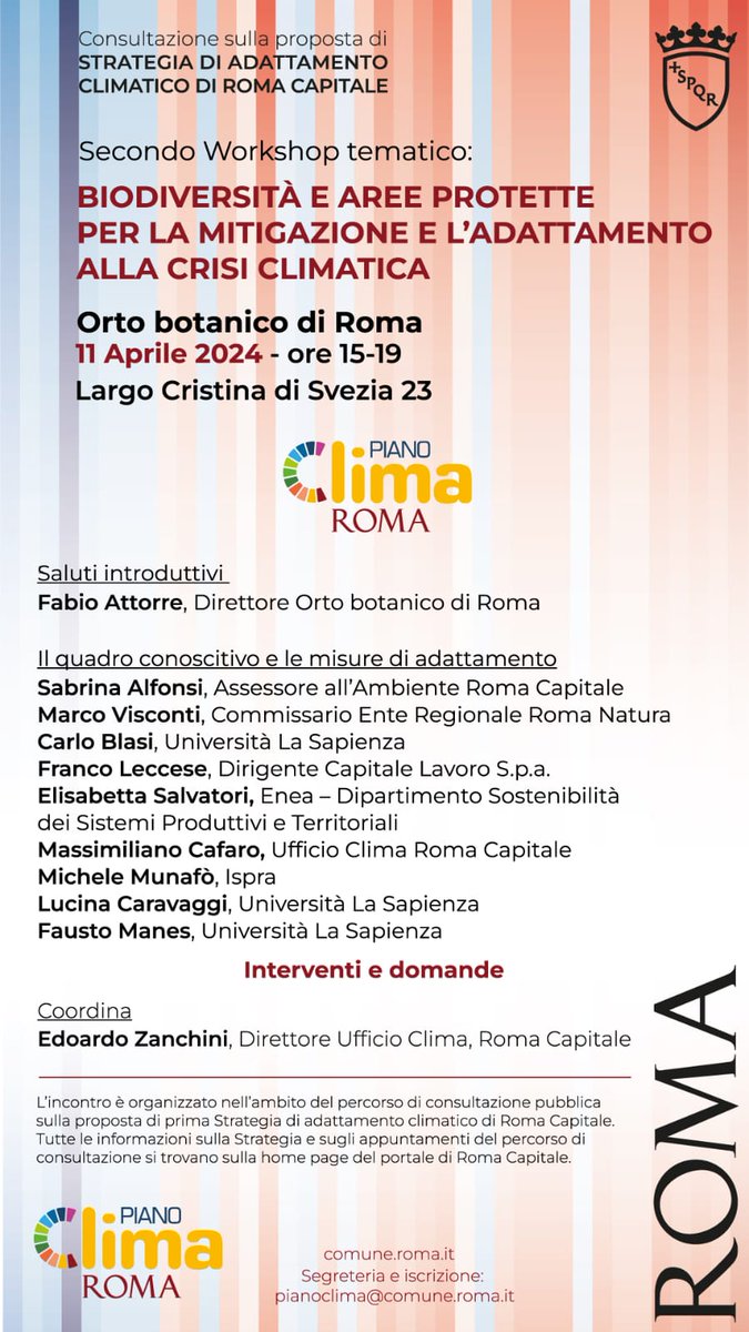 Rafforzare la biodiversità e le aree protette per rispondere nelle città alla crisi climatica. l'11 aprile un confronto nell'ambito della consultazione sulla Strategia di adattamento di @Roma