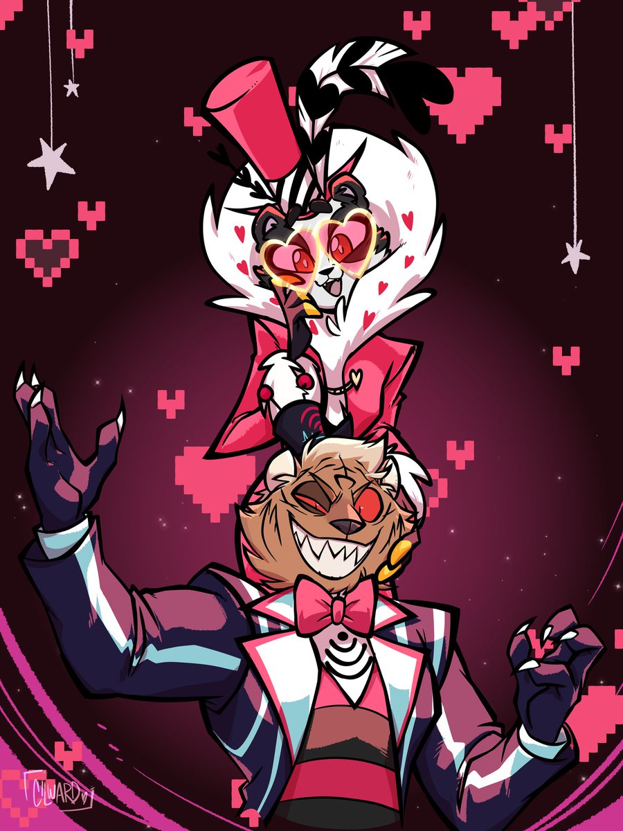 Amazing art from @CilWard 💖 Mine and @blackssor 's fursonas cosplaying as #valentinohazbinhotel and #VoxHazbinHotel Yes, they may be abusive and toxic... ✌️