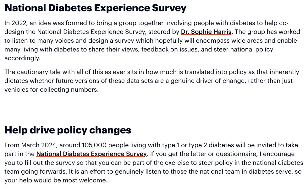 'The National Diabetes Experience Survey' is the first NHS survey of its kind via @NHSDiabetesProg Please fill it in if invited (Details diabetessurvey.co.uk/survey-backgro…) Success of #T1D has been down to listening The aim is to spread it wider View via @JDRFUK jdrf.org.uk/resources/an-a…