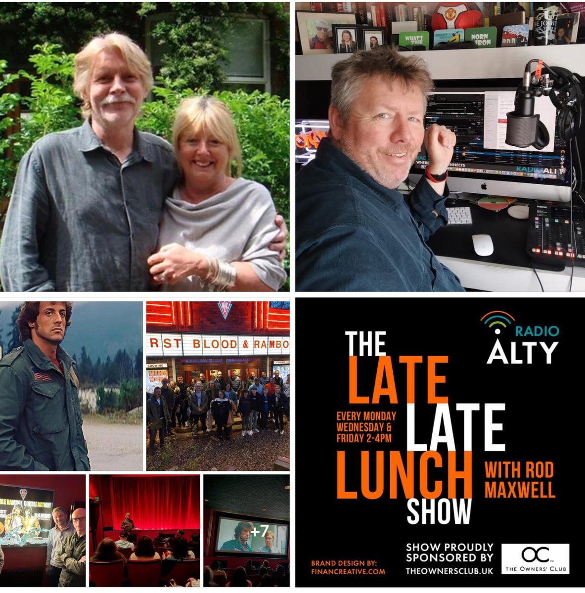 Live from 2pm #theLateLateLunchshow talking childcare nurseries with #backtothegardenchildcare founders Jeannie & Stewart; gig review of #EchoandtheBunnymen; retro #Rambo movie double review & Emily live on air with news & views. Live from 2 on RadioAlty.co.uk #Alty