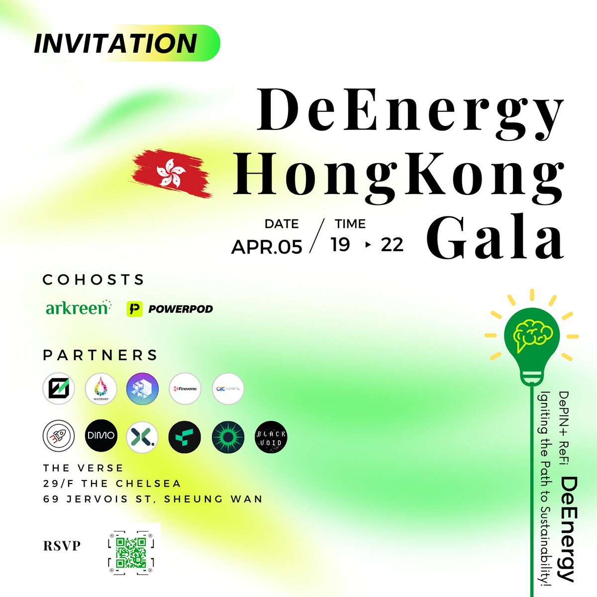 🎉 Join us at the 2024 DeEnergy Hong Kong Gala! 🌟 🗓 Date: April 5, 2024 🕖 Time: 19:00 📍 Location: 29/F The Chelsea, 69 Jervois St, Sheung Wan 💡Theme: DeEnergy: DePIN+ ReFi Igniting the Path to Sustainability! Join us for an unforgettable evening hosted by Arkreen…
