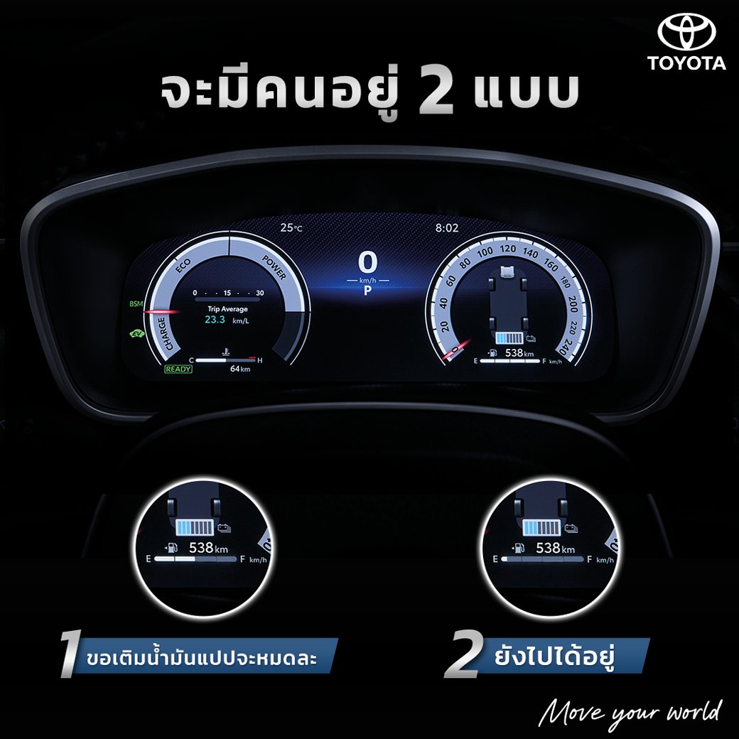 ขอเป็นแบบที่ 3 ได้ไหม แวะปั๊มเติมน้ำมัน แต่ให้คนอื่นจ่ายอ่ะ ผ่ามมม 🤭 มาลองเครื่องยนต์ไฮบริดกันไหม คลิก!👇 bit.ly/3SneiuE #TOYOTA #NewCorollaCross #CompleteYourLife #ตอบทุกความหมายชีวิต #ToyotaSUV