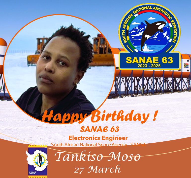 🎉Happy Birthday! 🎂Tankiso Moso of #SANAE63 overwintering team as Electronics engineer of @SANSA7 #SANAP @NRF_News @environmentza @dsigovza #Antarctica