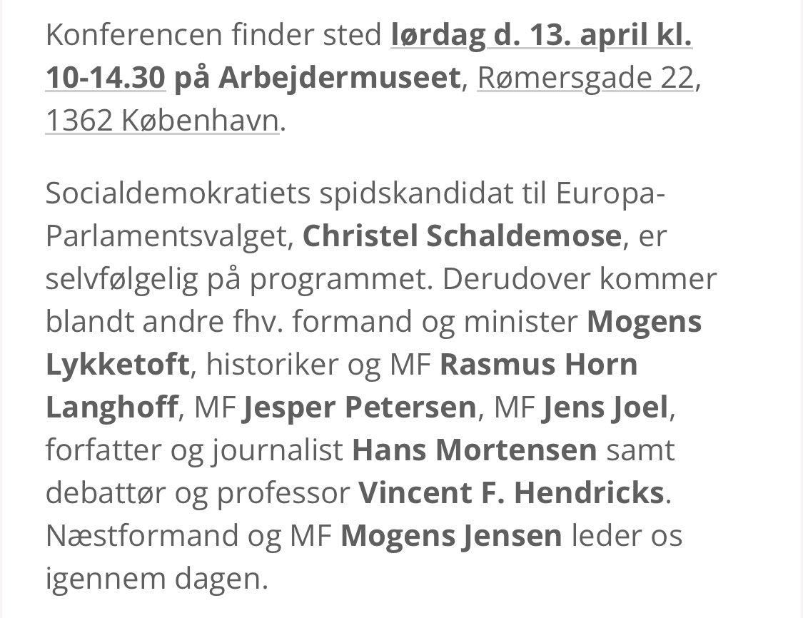Imponerende, at det trods alt lykkedes <a href="/Spolitik/">Socialdemokratiet</a> at få én (1) kvinde på programmet til partiets historiekonference om EU. #dkpol #ligestilling