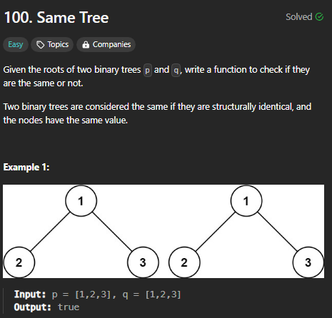 Sanjeev67203611's tweet photo. #65day of #100DaysOfCode
Problem: Same Tree.
#100daysofcodechallenge #dsa #LearningJourney https://t.co/05sNXbNj5l