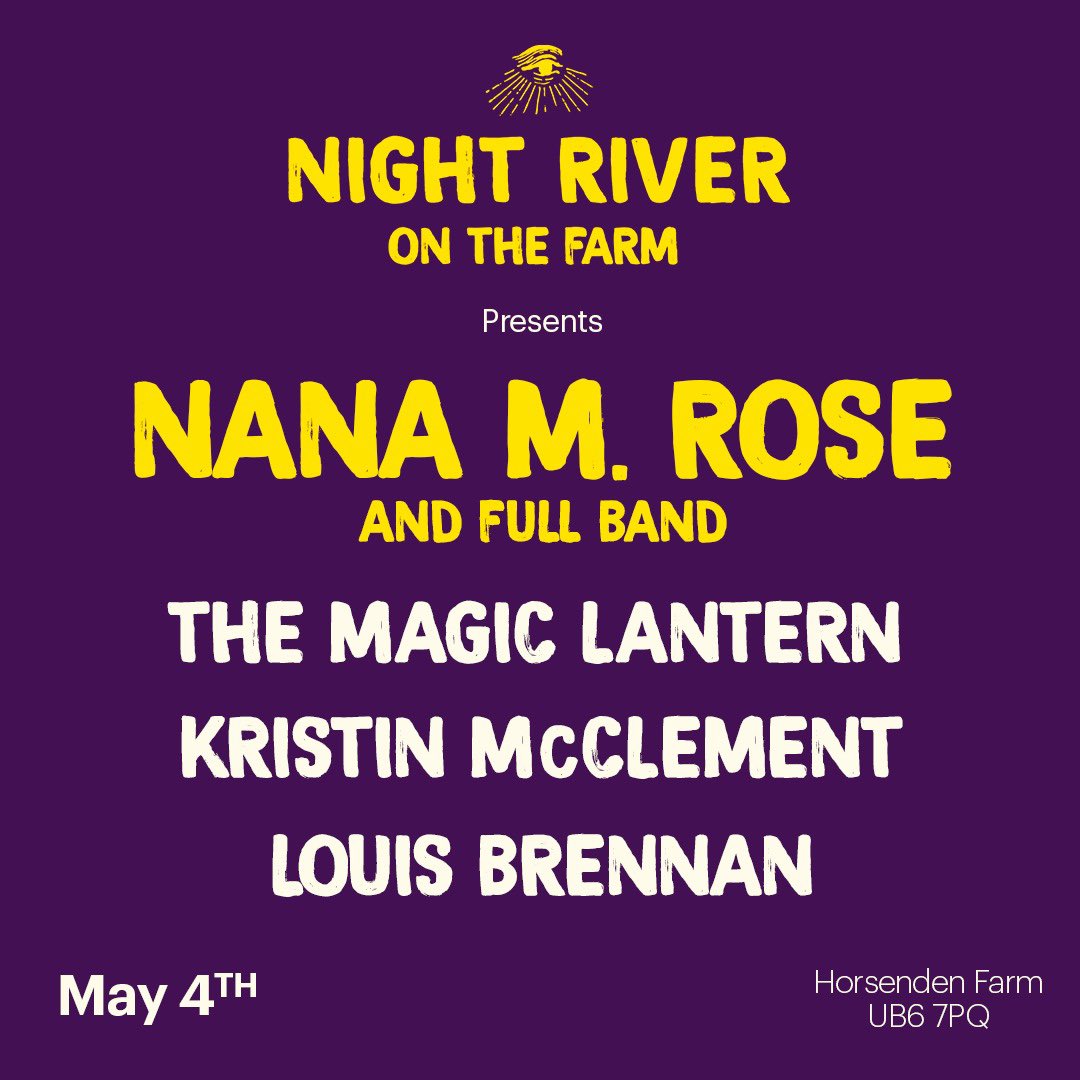 Delighted to announce a new monthly gig on the farm, starting May 4th with this amazing line up. eventbrite.co.uk/e/night-river-…