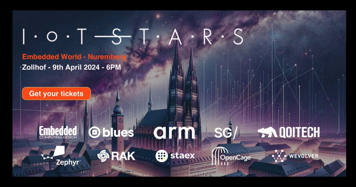 Really excited organizing the @iotstars #ew24 edition with @laurensSlats If you go to the @embedded_world in Nuremberg see you there the 9th of April at 6pm. Get your tickets! iotstars.com