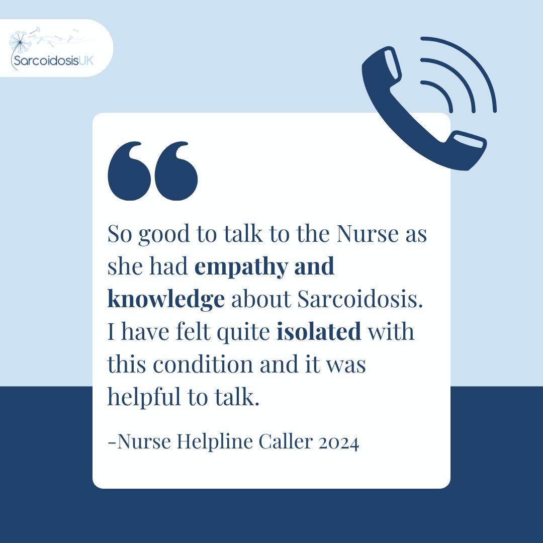 Sarcoidosis patients & their families often find that they do not receive sufficient information and support from healthcare professionals. Our Nurse Helpline exists to provide anyone affected by sarcoidosis that much needed extra information and support. buff.ly/3tHrb6c