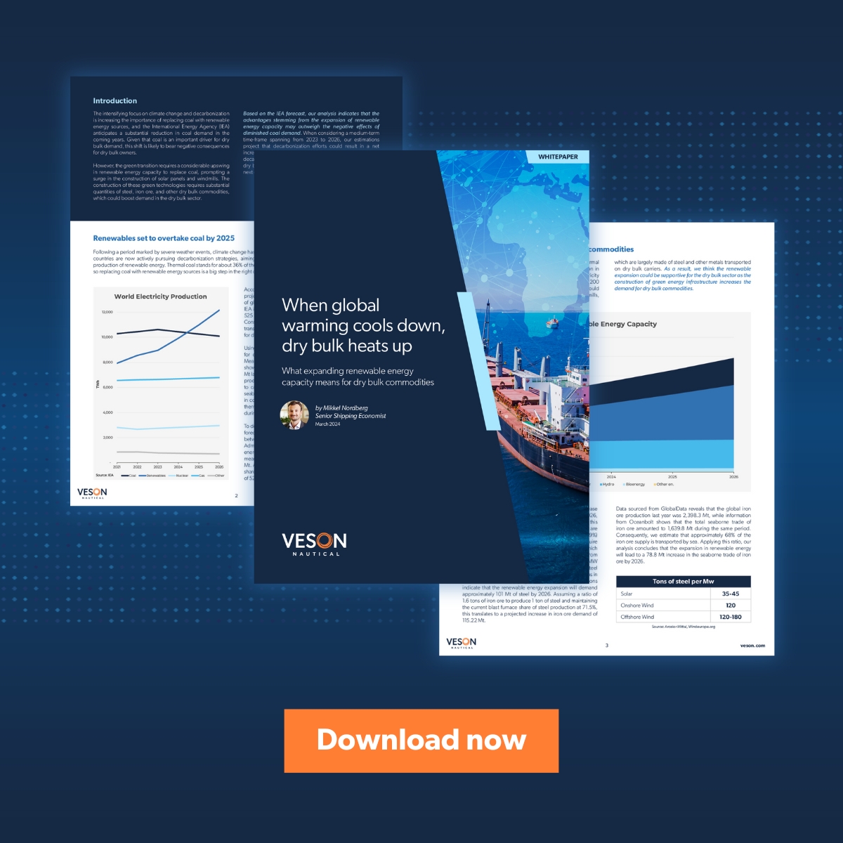 Dry Bulk shipowners are set to profit from green transition as the expansion of renewable energy capacity predicted to outweigh the negative effects of diminished coal demand. Download the whitepaper: hubs.ly/Q02qDYBk0 #Decarbonization #CoalDemand #IronOre #IronOreDemand