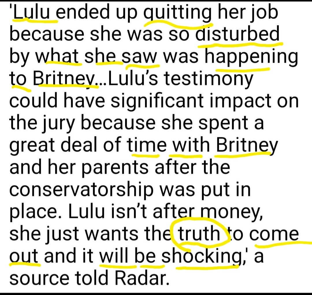 Does anyone know if Lulu Britney's maid & good friend is still alive & if she's going to be in the trial?
#BritneySpears #WhereIsBritney