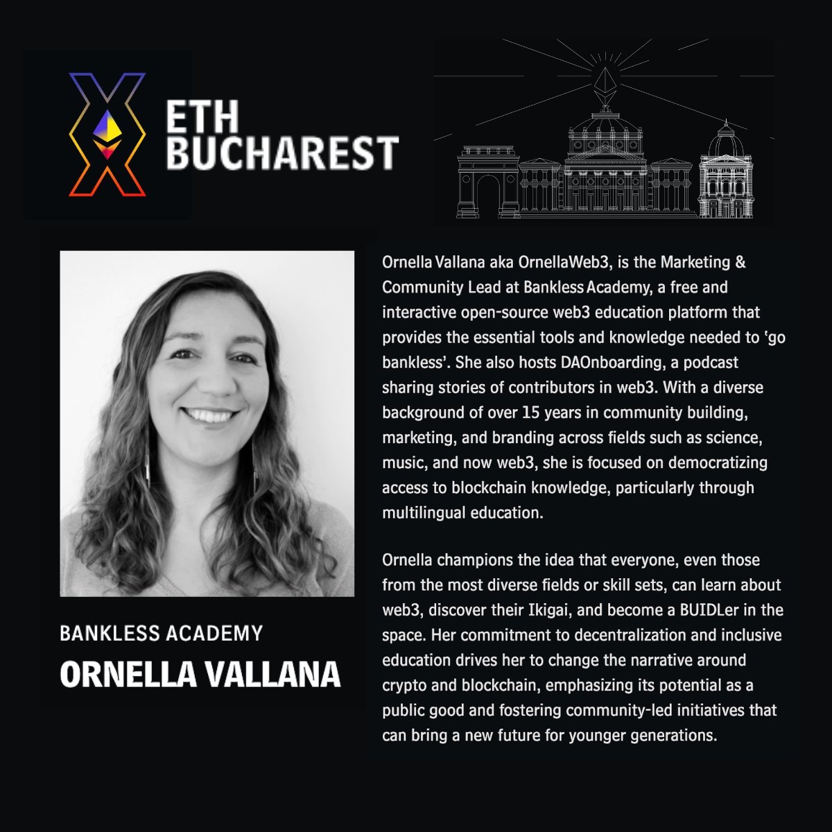 Just landed in Romania for the first time 🇷🇴 Excited for @ETHBucharest_ and eager to connect with local web3 explorers, and builders ⚒️ On Saturday we're hosting a workshop, 'Crypto Compass: Finding Your Path in Web3,' w/ @BanklessAcademy. If you're interested, let us know 🎓