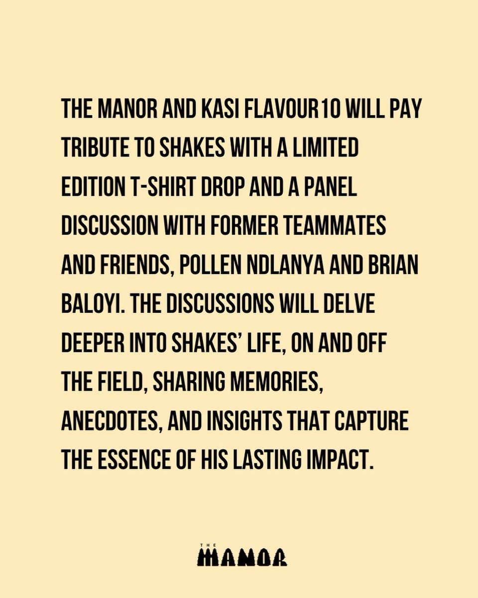 SHAKES KUNGWANE: A 10-YEAR REFLECTION OF LOVE AND LEGACY

From his dazzling footwork on the field to his infectious charisma off it, The Manor and @Kasiflavour10 are honouring Isaac ‘Shakes’ Kungwane’s legacy at the REKAOFELA pop-up store on the 10-year anniversary of his passing