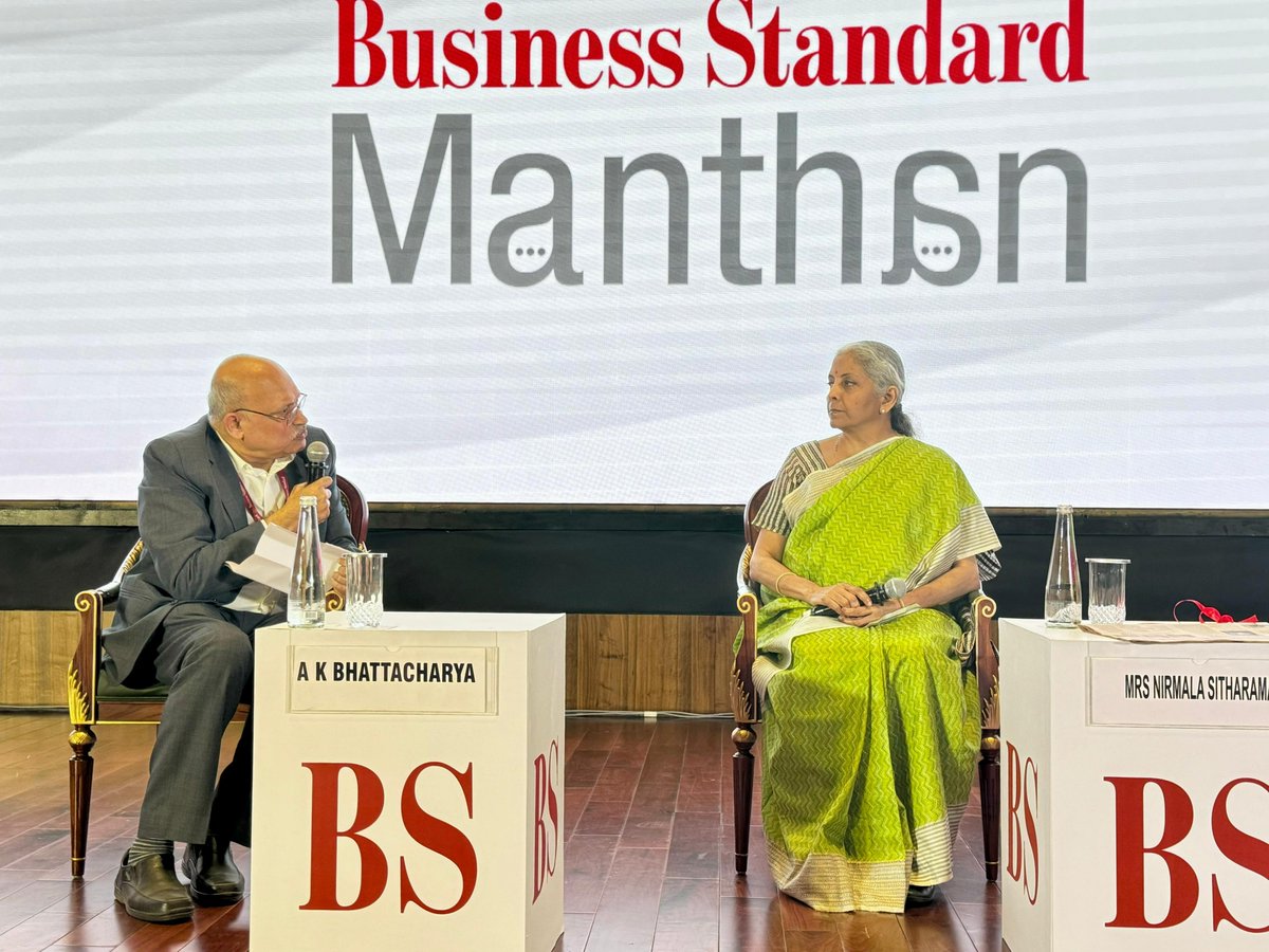 Reforms cannot be solely the Centre's domain; the responsibility to establish a better system should also lie with the states,' says @nsitharaman in conversation with @AshokAkaybee at #bsmanthan @FinMinIndia #thoughtleadershipsummit #BSat50 youtube.com/watch?v=lerHpz…
