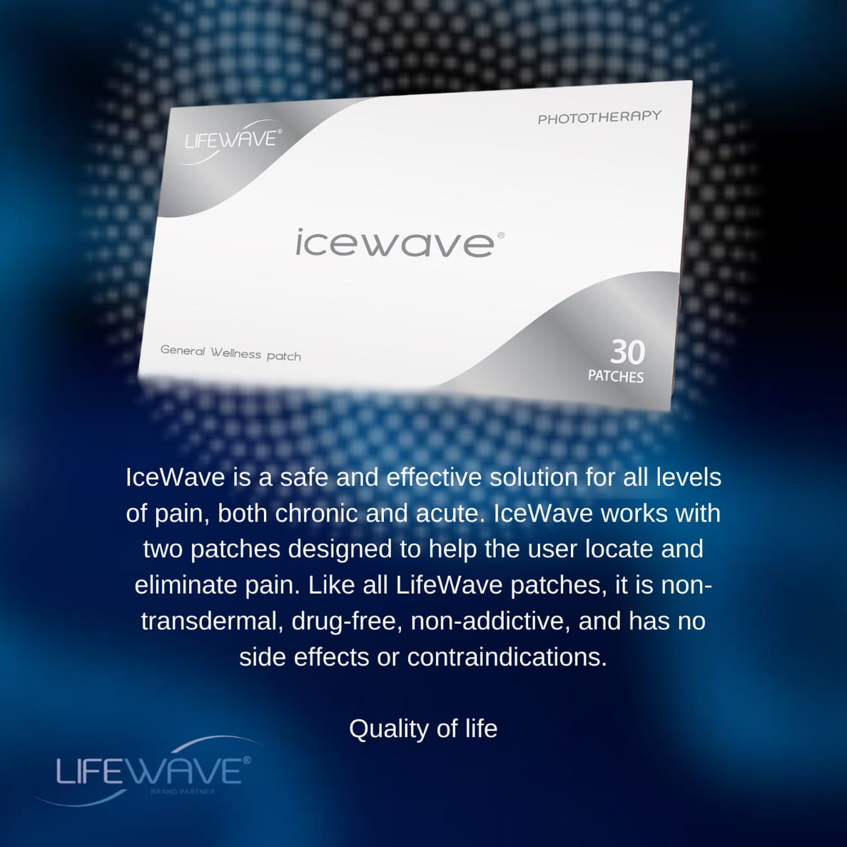 LifeWave Icewave patches provide relief at the source of aches, pains, and discomfort.

LEARN MORE: nbvitality.com/lifewave-icewa…

#lifewave  #icewavepatches #icewave #painrelief #naturalpainrelief #alternativehealth #alternativehealthsolutions #nbvitality