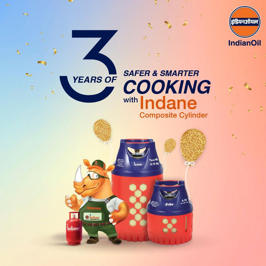 A heartfelt thank you to our incredible customers as we celebrate the 3rd anniversary of the #Indane Composite Cylinder! With its sleek design, rust-resistant material, and 50% lighter build, our composite cylinder is redefining cooking gas standards. Your support fuels our