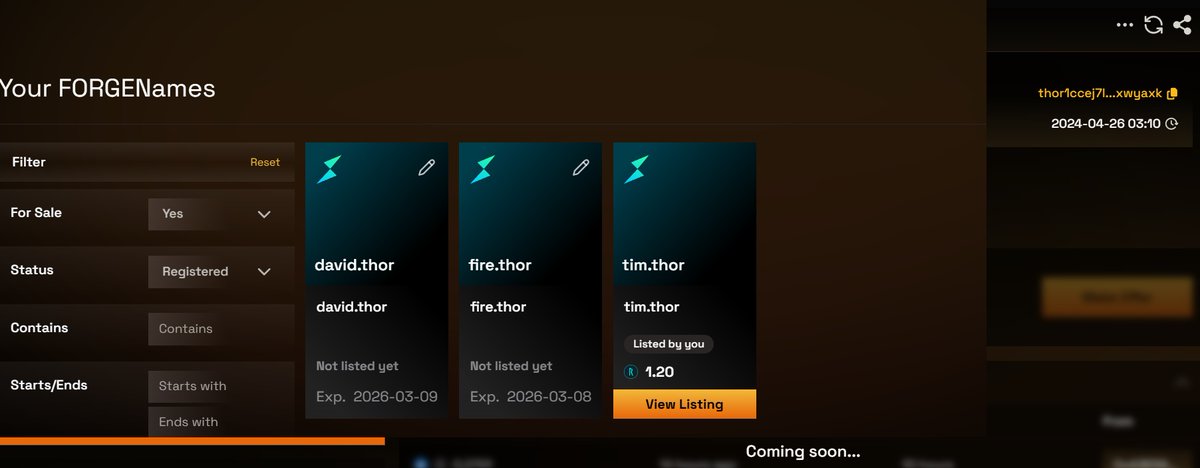 DavidInGeneva's tweet photo. Thornames are easy to register, easy to purchase, easy to sell ...
In Fine, Forge Market Place is working as intended.
Good job
#thorchain #rune #NFT #coinbot #ADA #bitcoin #crypto https://t.co/OnO8ulKfdK