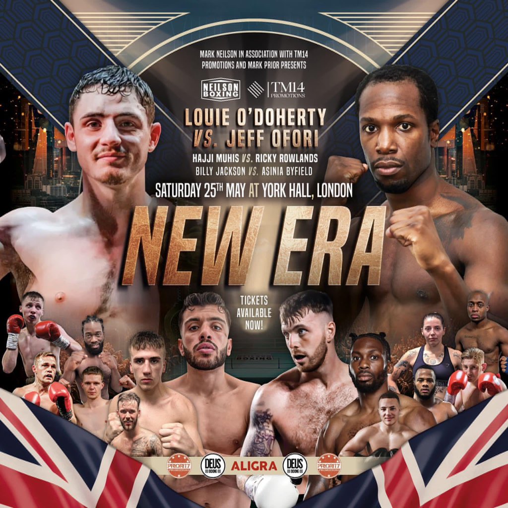 Great to see this collaboration from @markneilsonsw and @MoPrior for May 25th at York hall 🥊