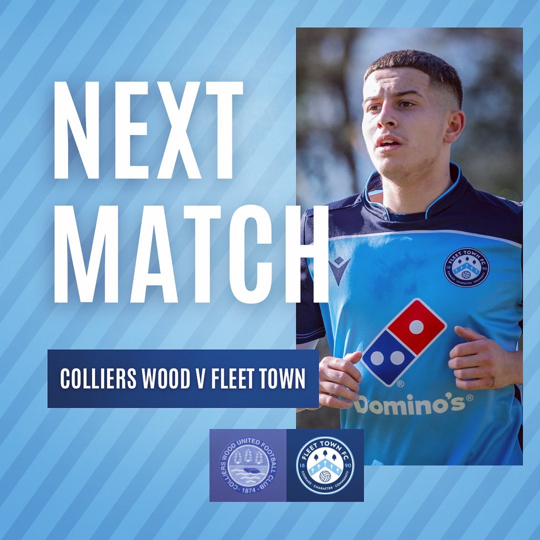 Fleet Town FC (@fcfleettown) on Twitter photo ⏭️ | Next up for the Blues
We visit <a href="/wood_utd/">Colliers Wood United FC</a> this Saturday at the Wibbandune in the Combined Counties Premier Division South
📆 Saturday 30th March
🏟️ Wibbandune - SW20 0AA
⏰ 3:00 PM
#FT2GETHER | #COYB ⏭️ | Next up for the Blues
We visit <a href="/wood_utd/">Colliers Wood United FC</a> this Saturday at the Wibbandune in the Combined Counties Premier Division South
📆 Saturday 30th March
🏟️ Wibbandune - SW20 0AA
⏰ 3:00 PM
#FT2GETHER | #COYB
