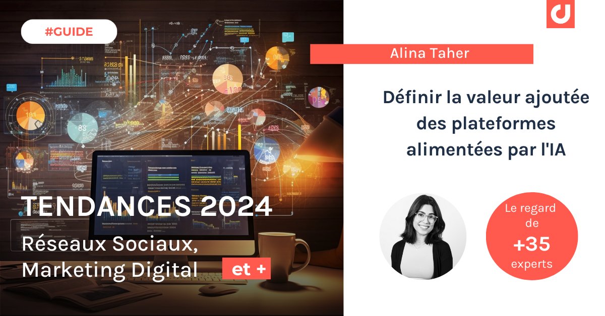 Définir la valeur ajoutée des plateformes alimentées par l'IA par @AlinaTaher 📕C'est dans le Guide Digimind Tendances 2024 en marketing digital, RP, Comm°, social media (et +) +35 experts👩‍🎓👨‍🎓 usages, cultures, styles de consommation content.digimind.co/4cnTsod