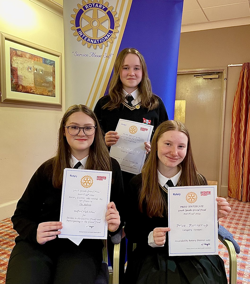 We are proud of our Senior Public speaking team who have qualified for the North of England Grand Final of the Rotary Youth speaks competition. Kaitlyn, Cleo, and Abigail mesmerised the judges in the Northwest Final. We wish them further success in the Grand Final!