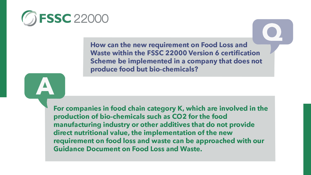 How can companies that do not produce food but #biochemicals or #foodadditives implement the #foodlossandwaste requirements in #FSSC22000 V6? Our Guidance Document on #FLW offers tailored strategies for #foodchain category K organizations. Access is free: ow.ly/c27t50QZujp