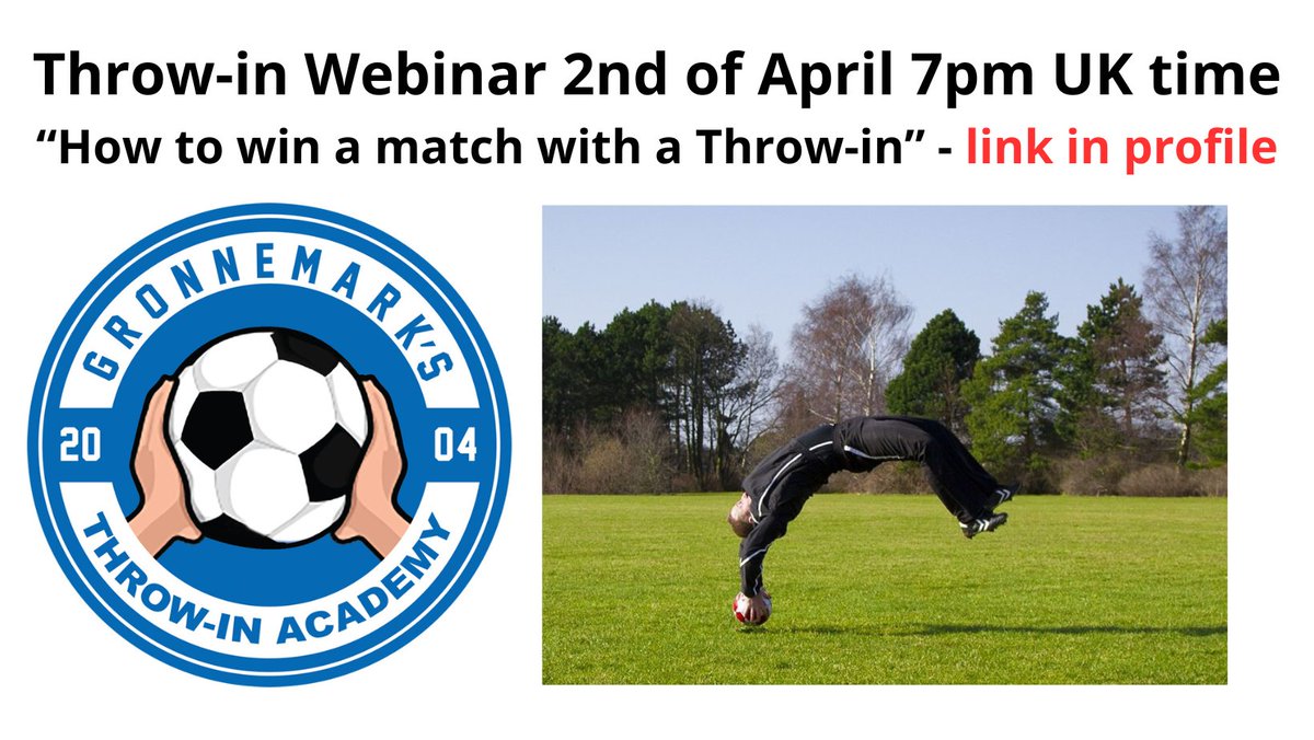 You are welcome to be a part of my webinar + Q&A the 2nd of April 7pm UK time. In 'How to win a match with a Throw-in' I tell you about: - The worst throw-in mistakes - The secrets to throw-in succes - How you start building a high performance throw-in team You will also hear the…