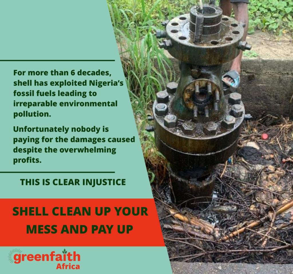 We calling out @Shell to pay up for the bloody footprints it has left all over Ogoniland. #Faith4Climate #StopGasFlaring #EndGasFlaring @greenfaithgh @greenfaithworld