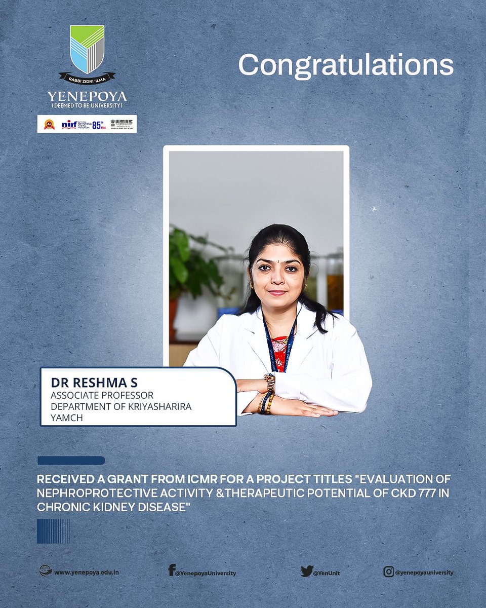 Congratulations on this achievement!!

#Proudmoment #Congratulations #Projectfunding #YenepoyaUniversity #Yenunit