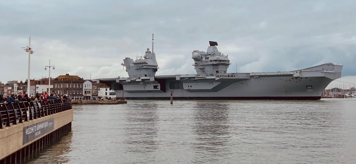 HMS Prince of Wales seen returning yesterday. Harbour tours will give you close-up views of this behemoth. Tours will be operating daily throughout Easter from both Gunwharf and the Historic Dockyard from 11am until 15:00 (Photo Mark Chett.) @visitportsmouth @GunwharfQuays