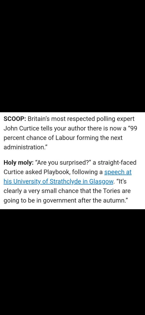 Polling guru Sir John Curtice tells POLITICO Uk that #Labour will 99.99% win the next #GeneralElection2024