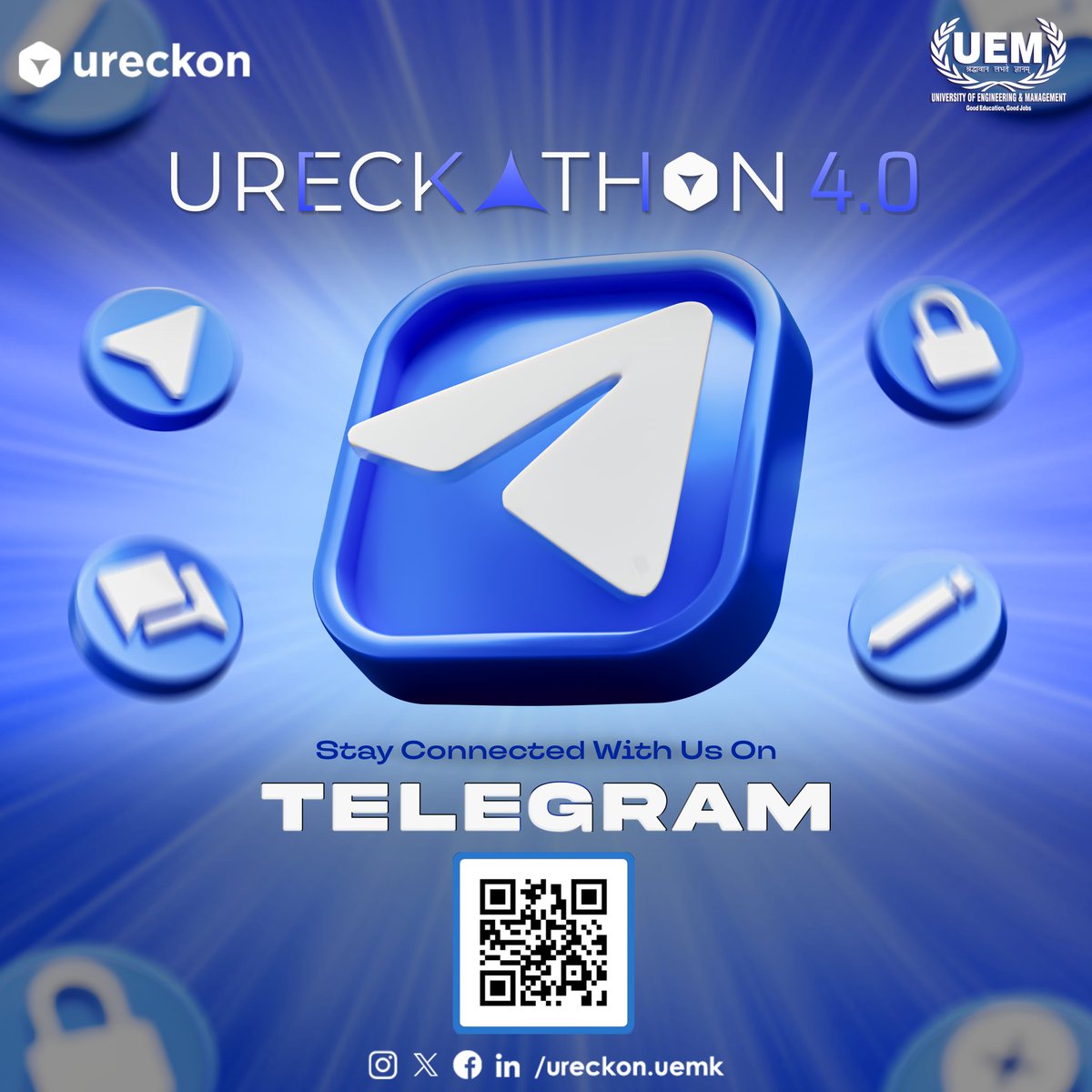 Join our telegram channel to keep yourself infomed about the latest updates. Participate in the Ureckathon, an engaging 48-hour coding challenge hosted by Team URECKON! #URECKATHON #hackathon #ureckon #uemkolkata