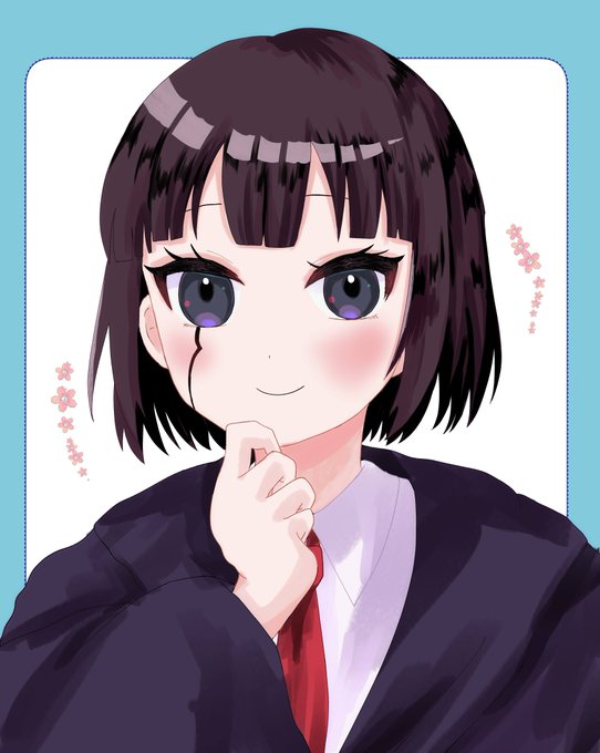 「hand on own chin school uniform」 illustration images(Latest)