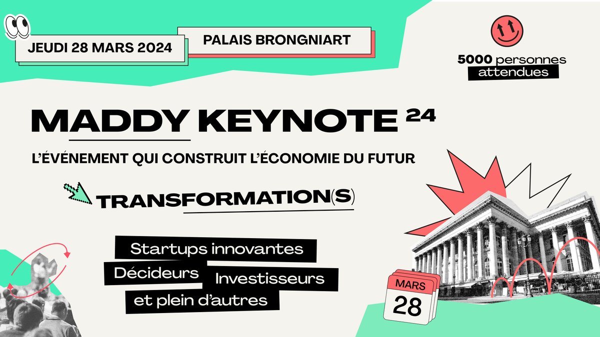 La MaddyKeynote, c'est déjà demain ! 🤩 Rejoins-nous au Palais Brongniart pour une journée de rencontres, inspiration et discussions. Prends ton billet : maddykeynote.com/fr et avec le code MKN24PARTECH20 tu as 20%de remise ! ✅ #MKN24