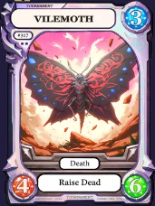 JodyMFKeith's tweet photo. Just found out on top of the $250 I won in this week's @ChampionsTCG_ event, I also got this INSANE 1/1 promo Vilemoth. Arguably the most playable non-fuku card and one of my favorites. This game is so sick. Can't wait to raise dead with this beauty! https://t.co/zz6DJ9LvVH