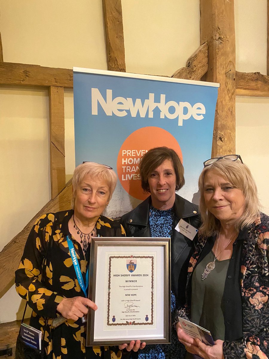 Proud of the team from the Haven who collected this award on behalf of New Hope from ⁦@HertsSheriff⁩ yesterday evening. Most of the time we just get on with the job but it’s nice when someone occasionally says ‘well done’. Thanks ⁦@HertsSheriff⁩ for doing just that.