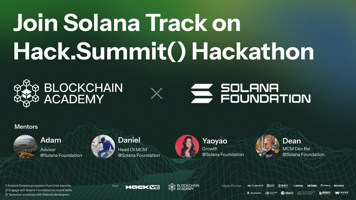 🎓 Partnering with @SolanaFndn for the Hacksummit Hackathon! 🔑 Keynote: Explore Solana's ecosystem! 🌐 Round Table: Engage in future planning 🛠️ Technical workshop with Solana's developers! 👉 Register: lu.ma/dtdhl7jx 📅 Dates: April 9-10 📍 Location: Cyberport