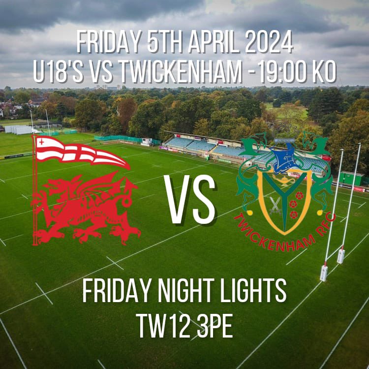 Our U18’s are playing @TwickenhamRFC away on April 5th #fridaynightlights