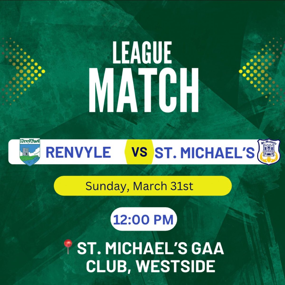 This Easter Sunday, our adult team are playing the second round of the league, after the postponement of the first round. This match is taking place in Westside at 12pm. We wish both team and management the best of luck 💚💛