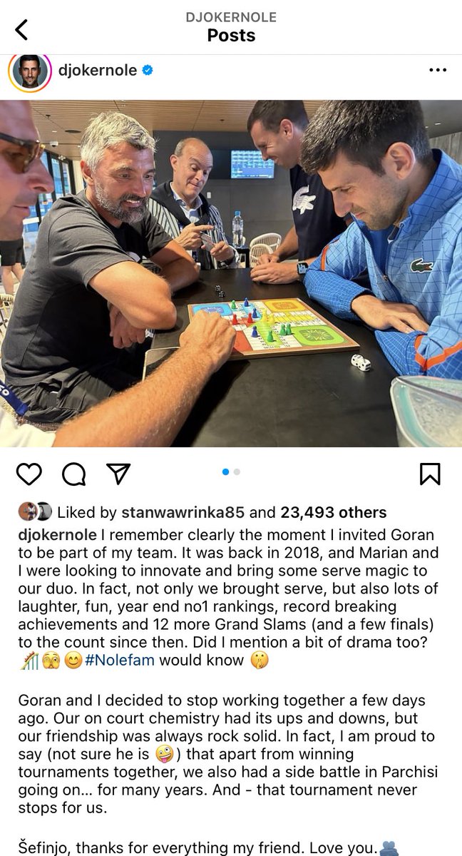 ATP #1 Novak Djokovic announces he has split with his coach Goran Ivanisevic, who was with him through his many highs and several lows of recent years. The latest in several personnel changes for Djokovic in recent months.