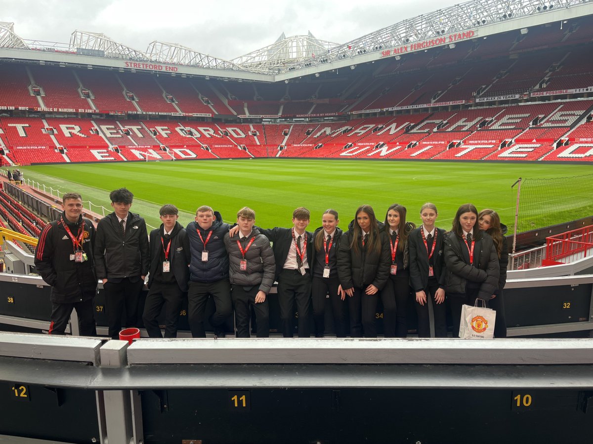 Fantastic reward for the year 9 form that won the foodbank donation challenge. The MU Foundation arranged a Stadium and museum Tour at Old Trafford and the pupils loved learning about the history of the club.