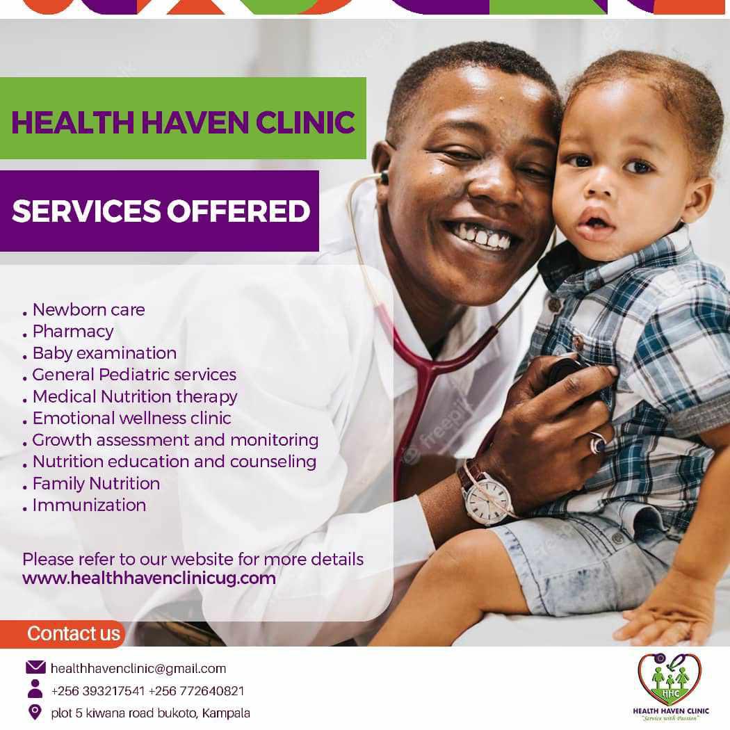 At Health Haven Clinic, we're dedicated to keeping your little ones healthy and happy! From pediatric check-ups to vaccinations and everything in between, trust us to provide comprehensive care for your children. Learn more about our range of services today! #HealthHavenClinicUg
