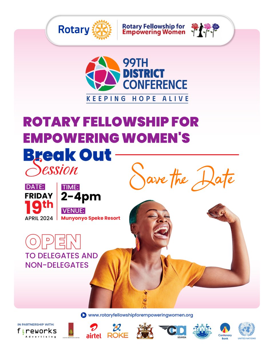 You are all cordially invited to the break out session for RFEW on 19th April, 2023 at 2pm. Come all and bring a friend. Entrance is free. @Rotary @rotaryd9213 @UNDPUganda @CentenaryBank @kanosug