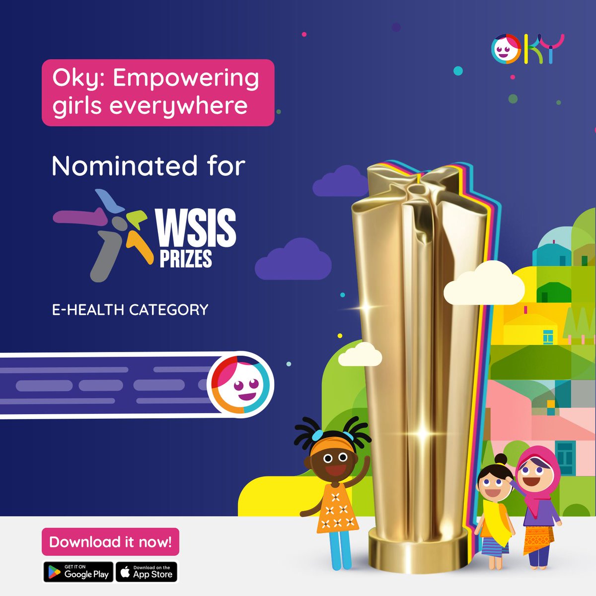 We are thrilled to inform you that #oky  has been nominated for the World Summit on the Information Society Team Prizes 2024 in the E-health category! Link: itu.int/net4/wsis/stoc… #WSIS #menstruation #ReproductiveHealthCare #girltech #femtech #CSurge #WomensRights4Health