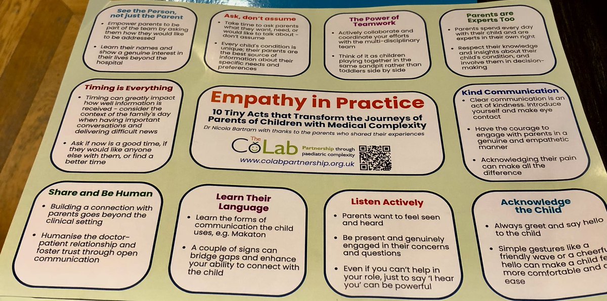 Know my @WeCYPnurses pals will love this 💫👇🏼 could we see on all wards/OPD areas as a reminder to us all? Empathy is what families remember 😉 Thank you @Col_Partnership