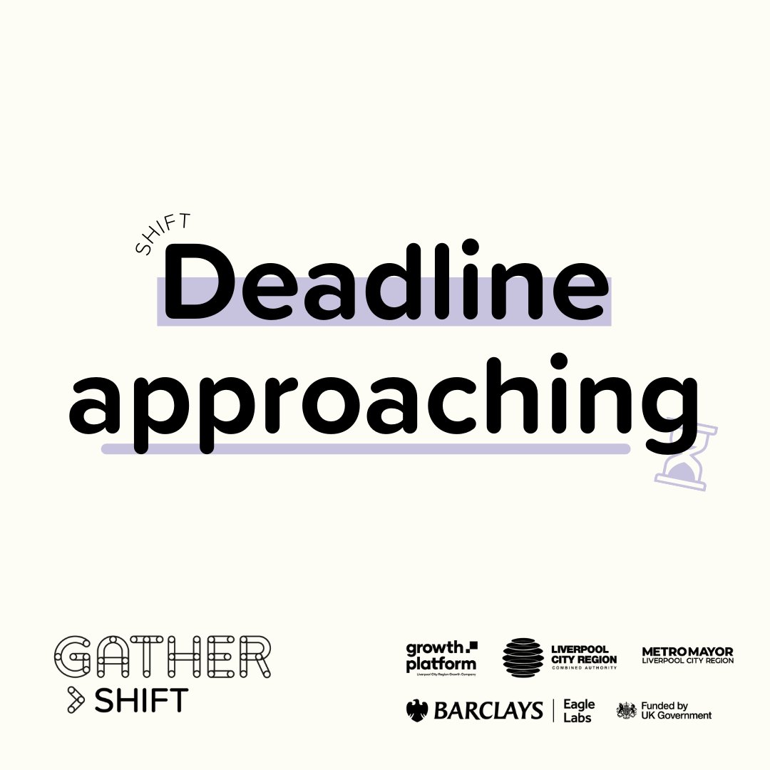 🚨 LESS THAN ONE WEEK TO GO 🚨 Applications for our #Shift programme close in just under one week! To find out more or to apply, visit gatherlcr.com/shift #GatherLCR #TechCommunity